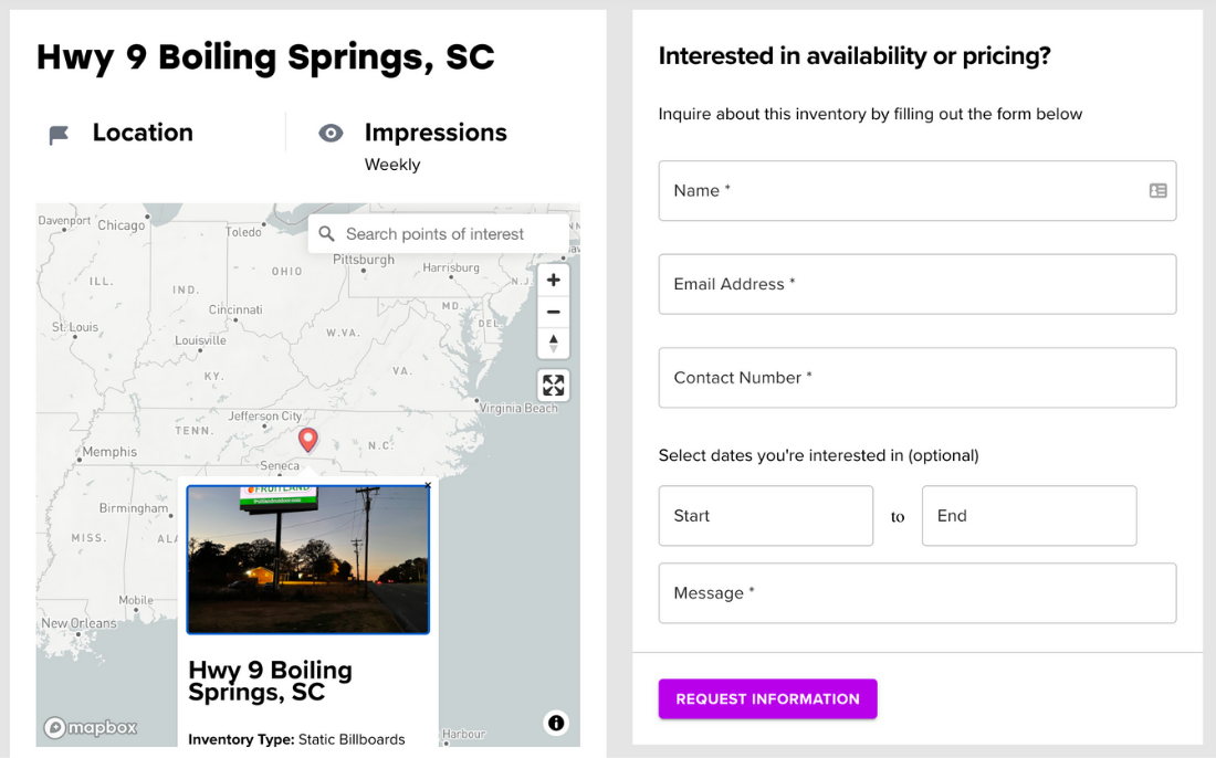 Capture web leads with landing pages for each piece of your inventory